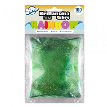 Brillantina gibre rainbow verde