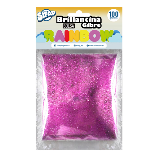 Brillantina gibre rainbow rosa